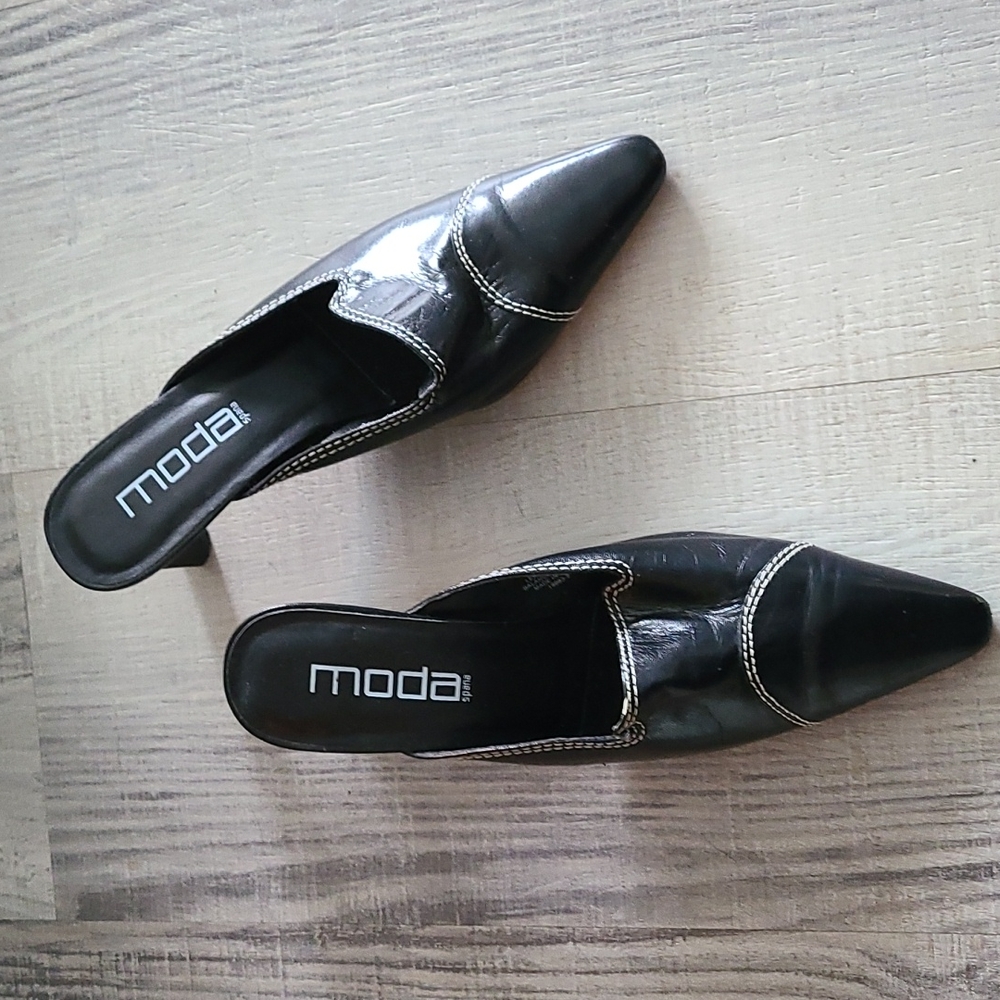 MODA SPANA BLACK SLIP ON HEELS